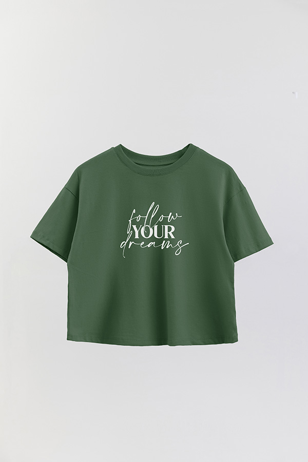 REMERA CROP ESTAMPADA ML FOLLOW YOUR DREAMS