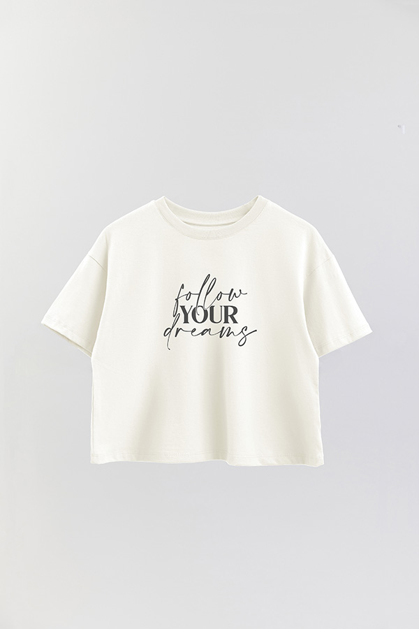 REMERA CROP ESTAMPADA ML FOLLOW YOUR DREAMS