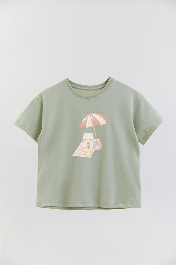 REMERA GIRL OVER SUMMER CAT SUNBATHING