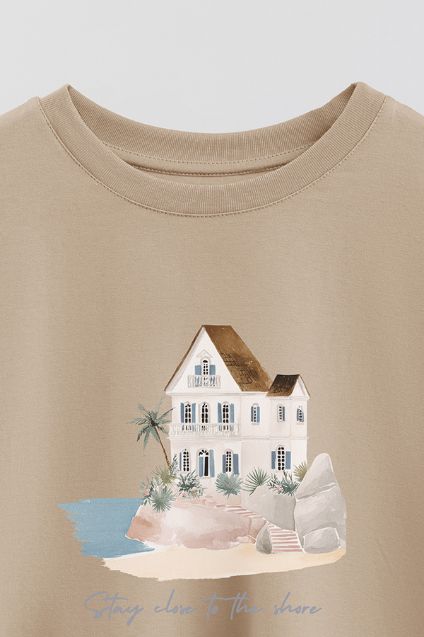 REMERA CROP ESTAMPADA COASTAL CLOSE TO THE SHORE