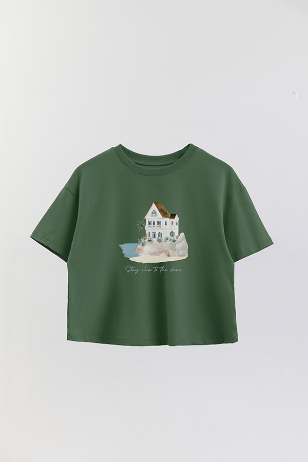 REMERA CROP ESTAMPADA COASTAL CLOSE TO THE SHORE