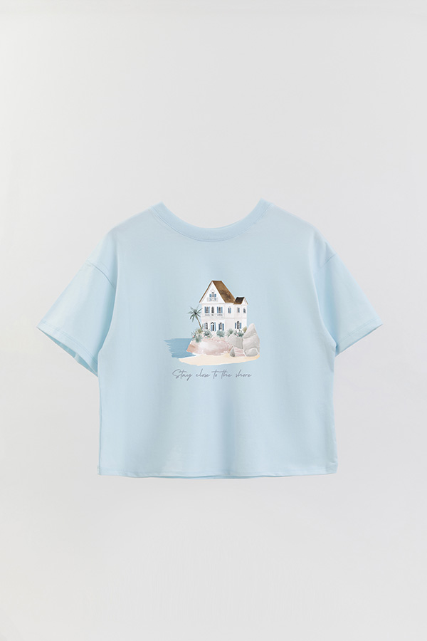 REMERA CROP ESTAMPADA COASTAL CLOSE TO THE SHORE