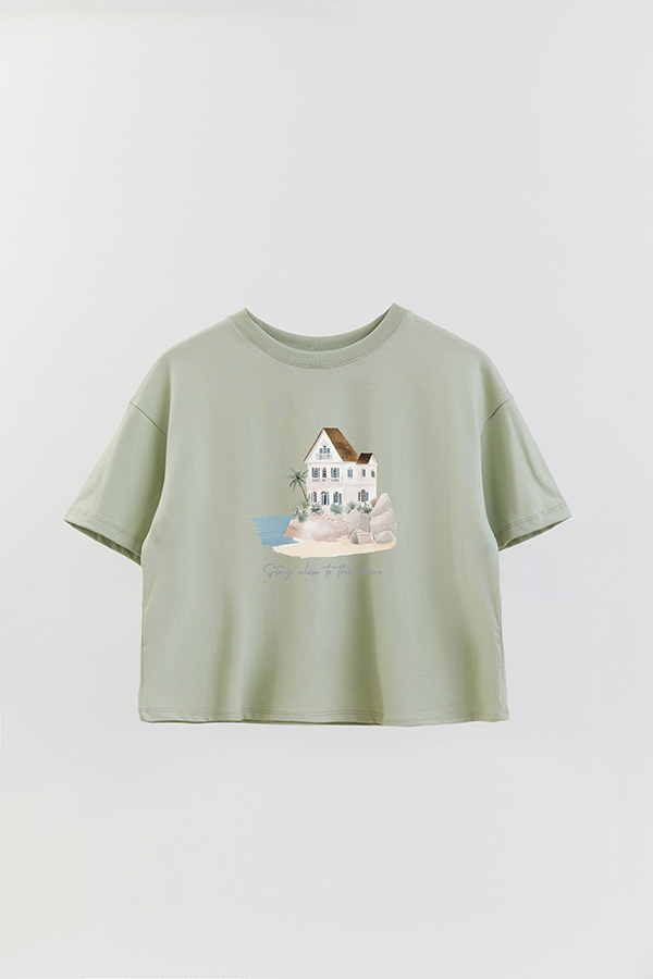 REMERA CROP ESTAMPADA COASTAL CLOSE TO THE SHORE