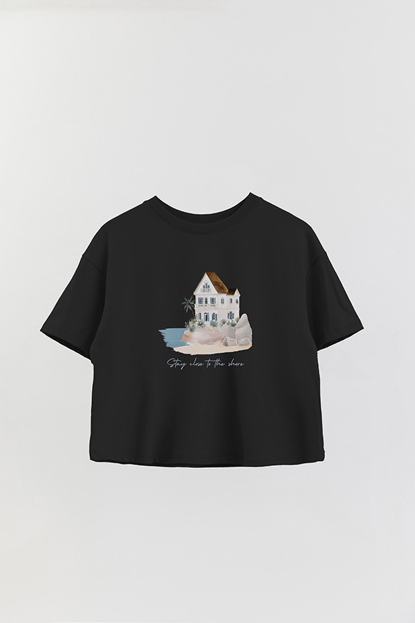 REMERA CROP ESTAMPADA COASTAL CLOSE TO THE SHORE