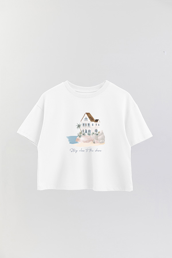 REMERA CROP ESTAMPADA COASTAL CLOSE TO THE SHORE