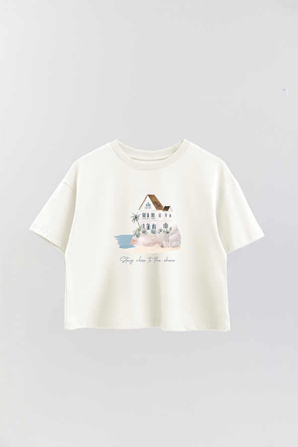 REMERA CROP ESTAMPADA COASTAL CLOSE TO THE SHORE