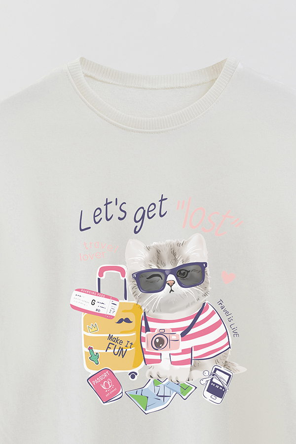 BUZO CREWNECK RUSTICO KITTY DREAMS TRAVEL LOVER