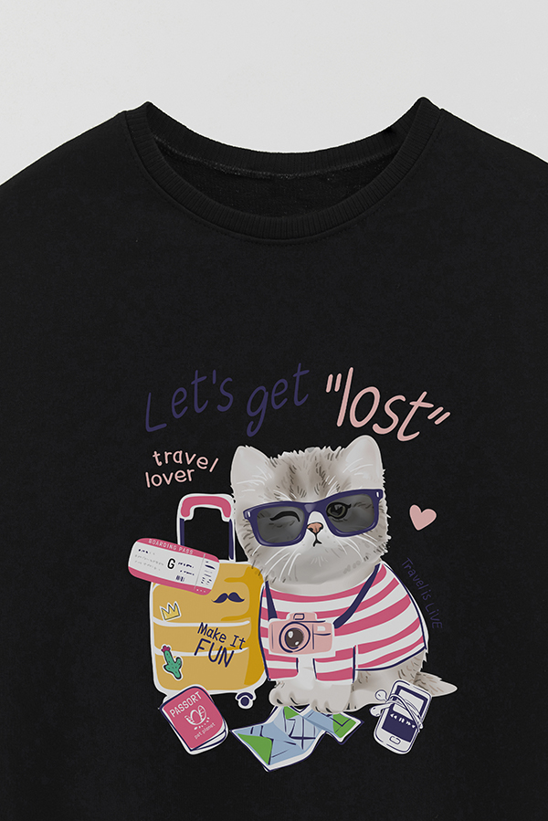BUZO CREWNECK RUSTICO KITTY DREAMS TRAVEL LOVER