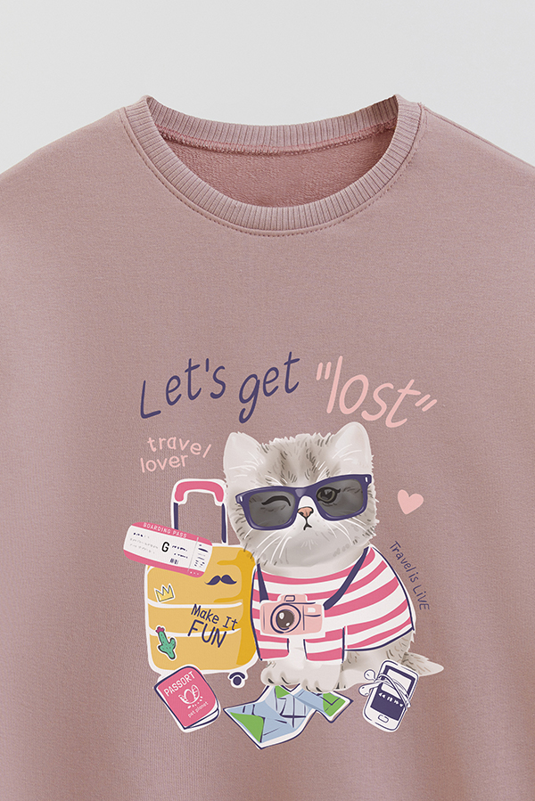 BUZO CREWNECK RUSTICO KITTY DREAMS TRAVEL LOVER