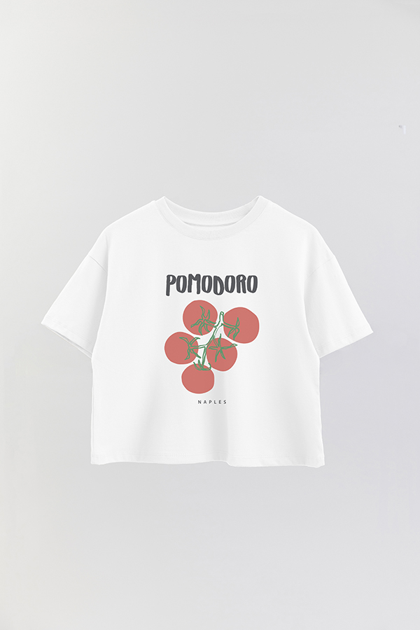 REMERA CROP ESTAMPADA ITALY POMODORO NAPLES