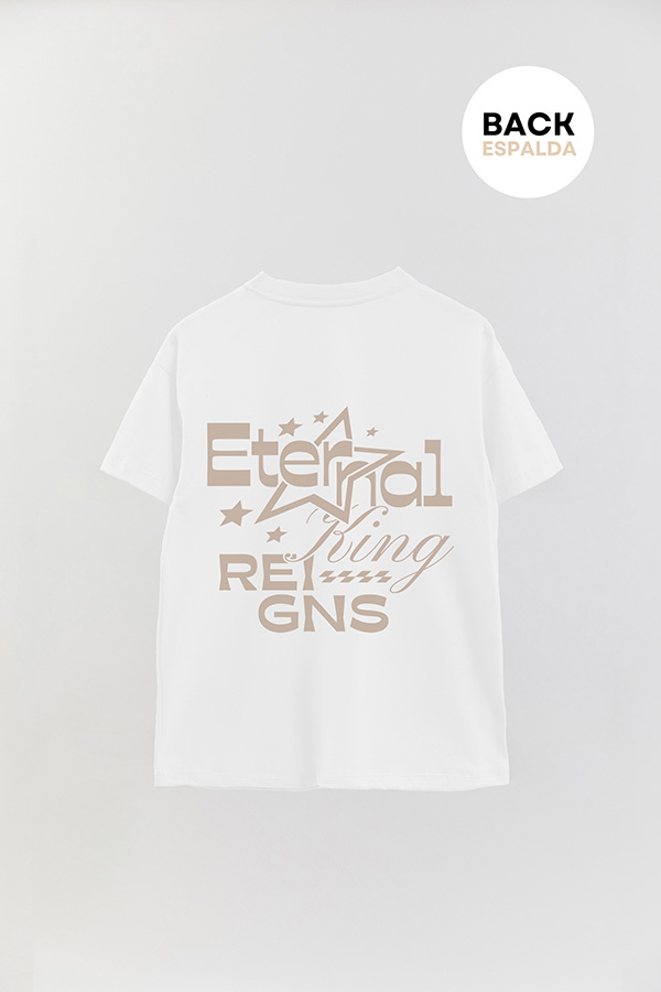 REMERA OVER ESTAMPADA UNISEX ESPALDA ETERNAL KING