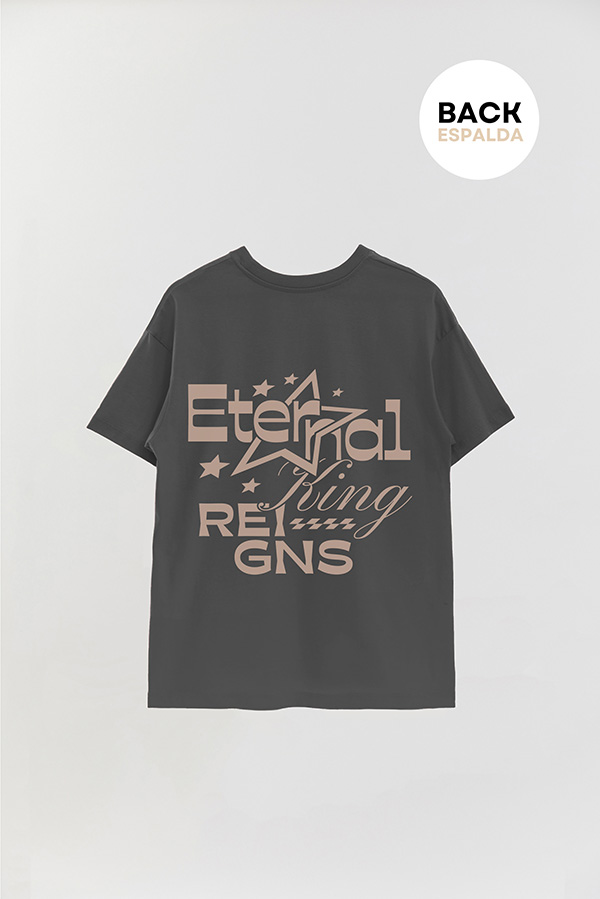 REMERA OVER ESTAMPADA UNISEX ESPALDA ETERNAL KING