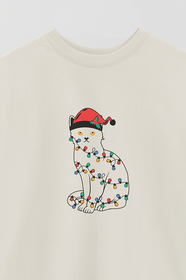 REMERA OVER ESTAMPADA CAT LIGHTS