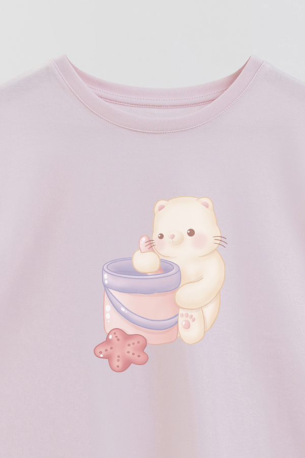 REMERA GIRL OVER SUMMER CAT BEACH BUCKET
