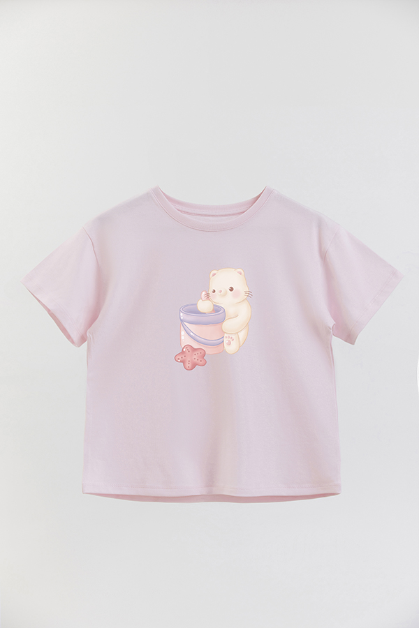 REMERA GIRL OVER SUMMER CAT BEACH BUCKET