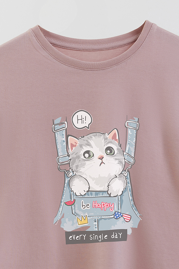 REMERA GIRL OVER KITTY DREAMS BE HAPPY
