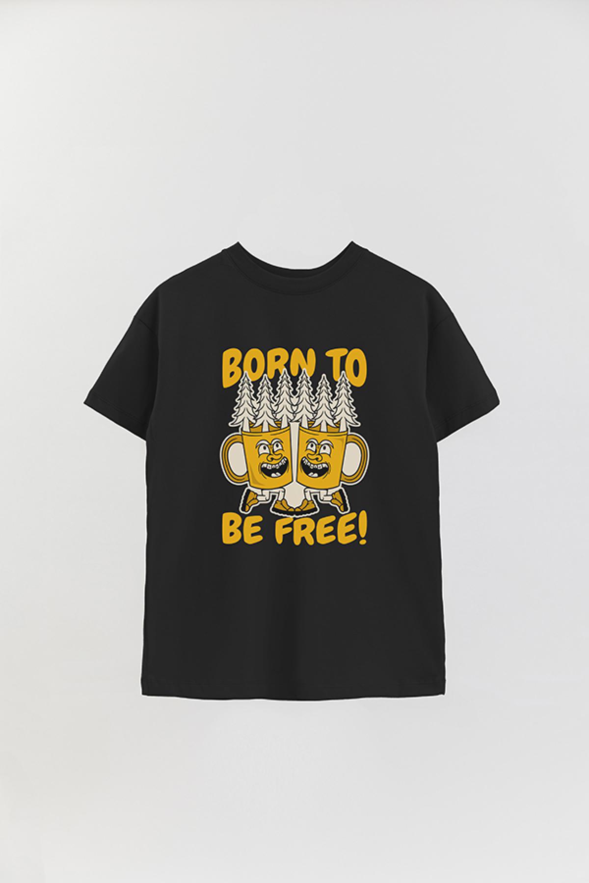 REMERA OVER ESTAMPADA ADVTOON BORN TO BE FREE