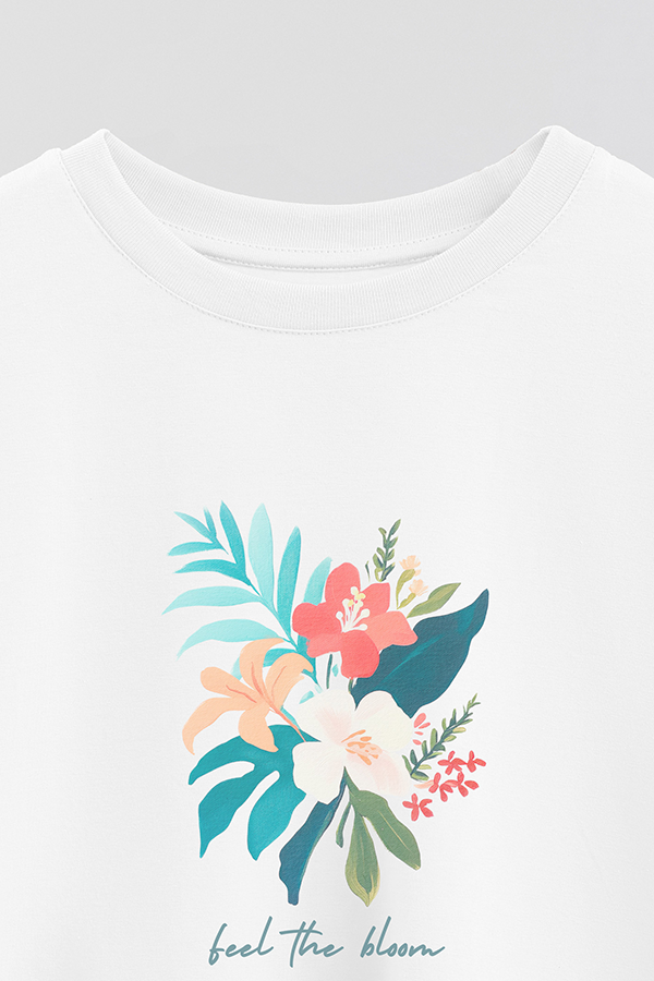REMERA CROP ESTAMPADA COASTAL FEEL THE BLOOM