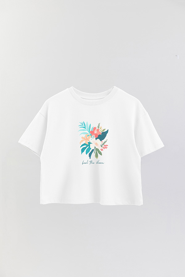 REMERA CROP ESTAMPADA COASTAL FEEL THE BLOOM