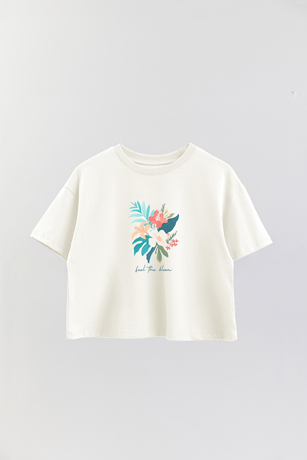REMERA CROP ESTAMPADA COASTAL FEEL THE BLOOM