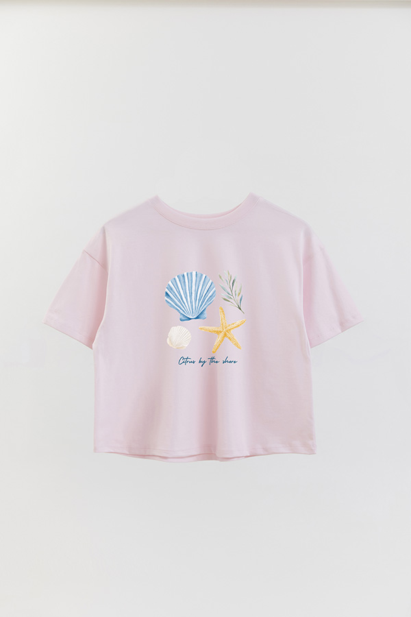 REMERA CROP ESTAMPADA COASTAL CITRUS BY THE SHORE