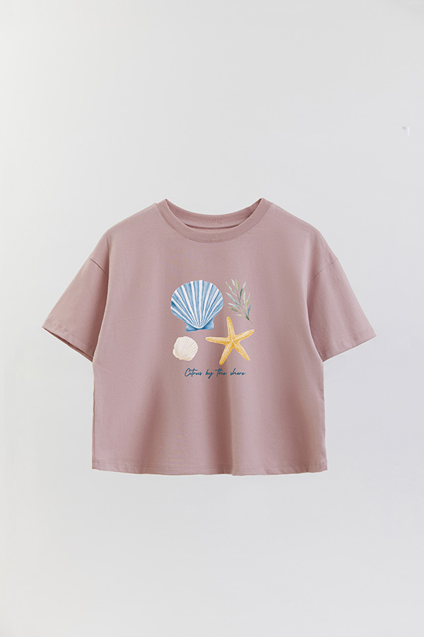 REMERA CROP ESTAMPADA COASTAL CITRUS BY THE SHORE