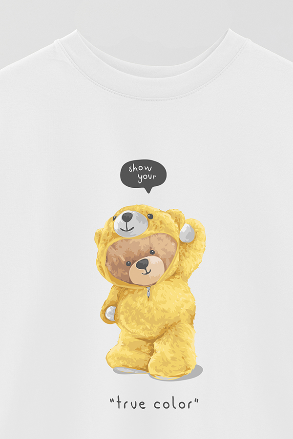 REMERA OVER ESTAMPADA UNISEX TEDDY TRUE COLOR