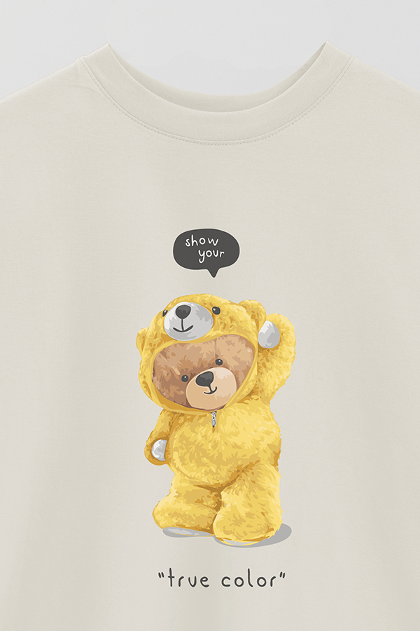 REMERA OVER ESTAMPADA UNISEX TEDDY TRUE COLOR