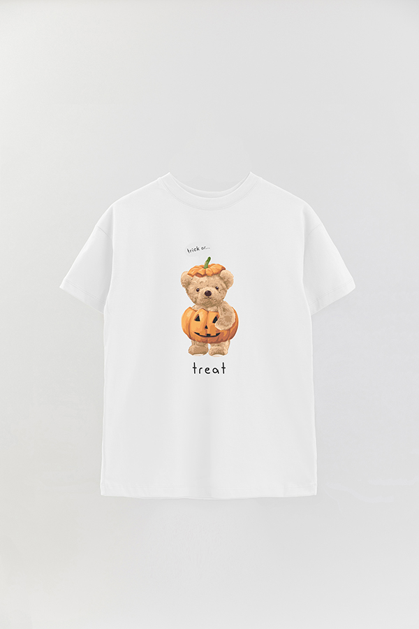 REMERA OVER ESTAMPADA UNISEX TEDDY TRICK OR TREAT