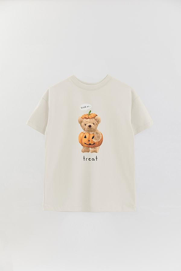 REMERA OVER ESTAMPADA UNISEX TEDDY TRICK OR TREAT