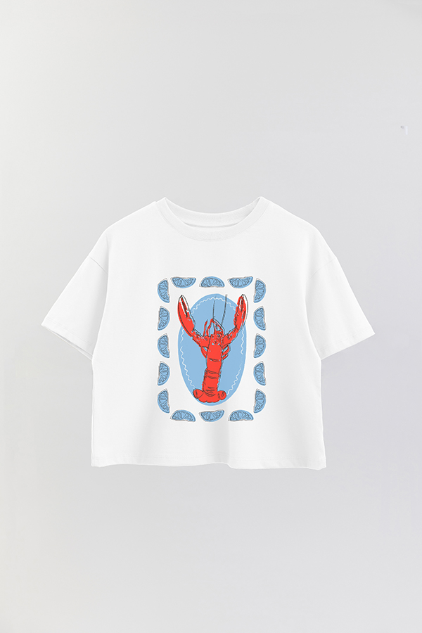 REMERA CROP ESTAMPADA BEACH LOBSTER