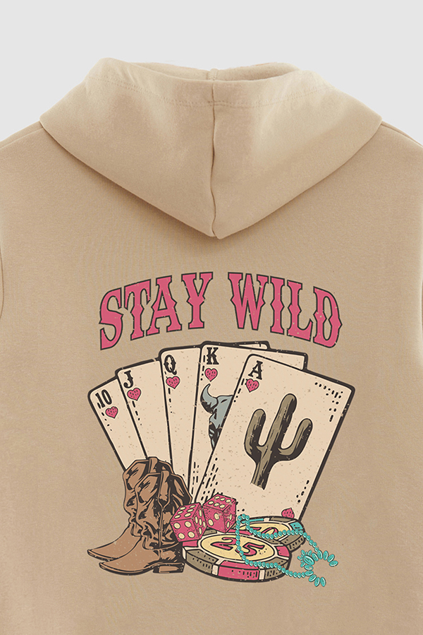HOODIE ESTAMPADO WESTERN PINK POKER CARDS
