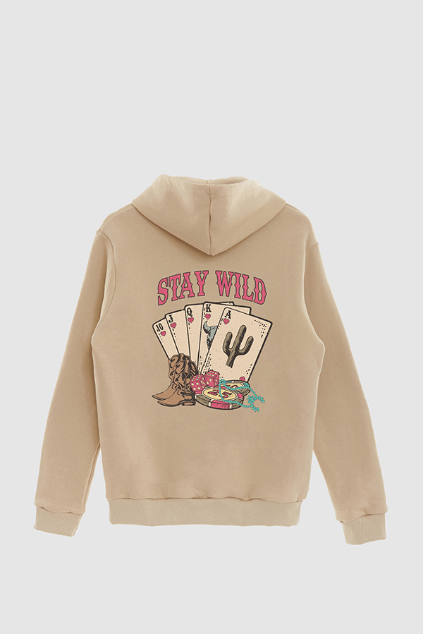 HOODIE ESTAMPADO WESTERN PINK POKER CARDS
