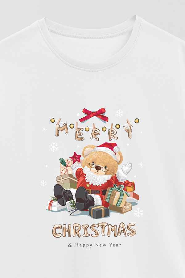 REMERA BASICA ESTAMPADA CHRISTMAS MERRY CHRISTMAS PRESENTS