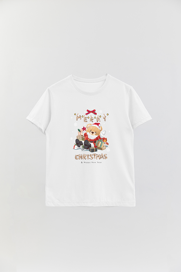 REMERA BASICA ESTAMPADA CHRISTMAS MERRY CHRISTMAS PRESENTS