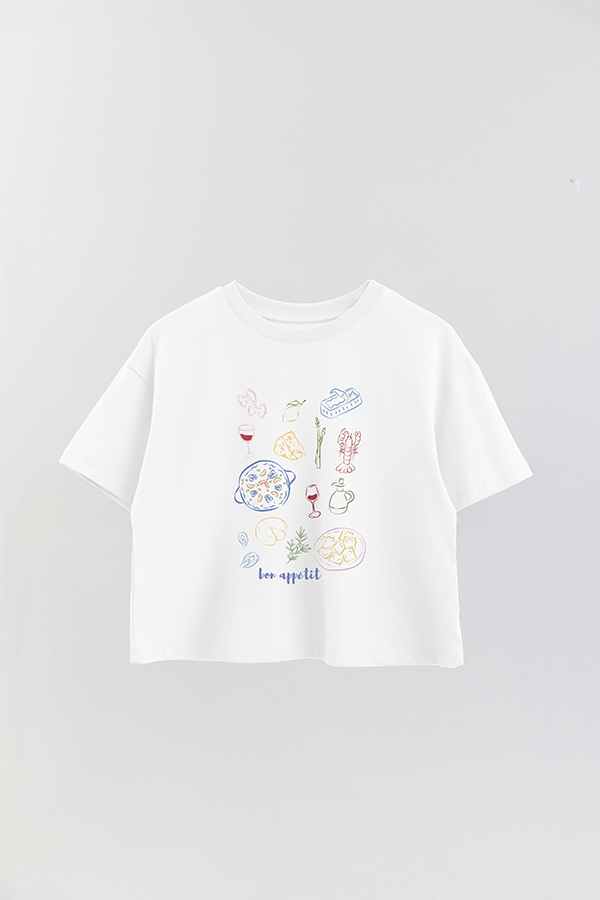 REMERA CROP ESTAMPADA ITALY BON APPETIT