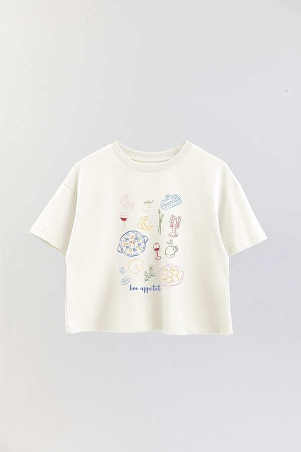 REMERA CROP ESTAMPADA ITALY BON APPETIT