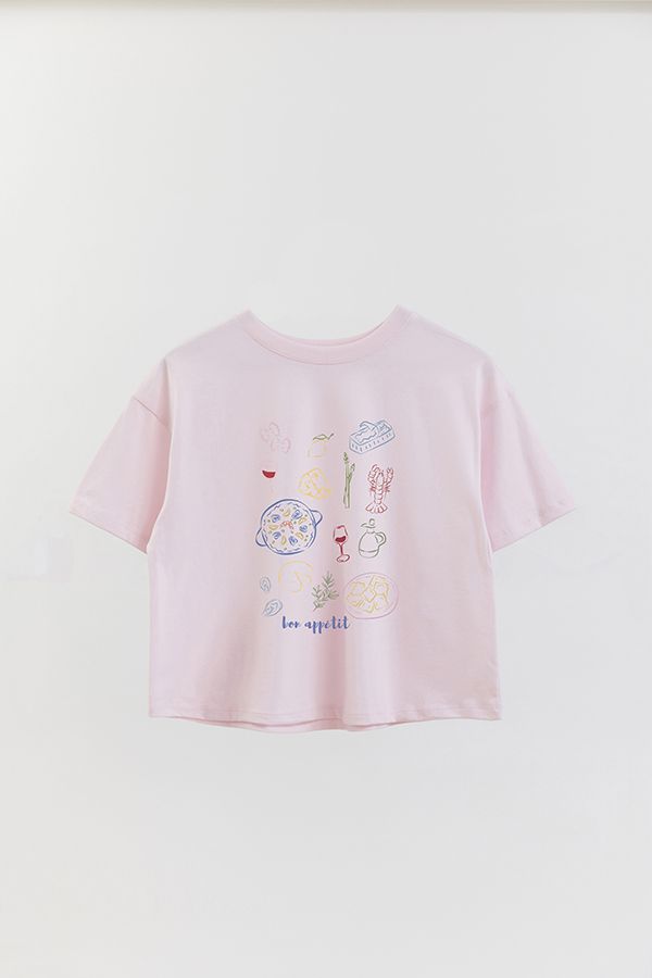 REMERA CROP ESTAMPADA ITALY BON APPETIT