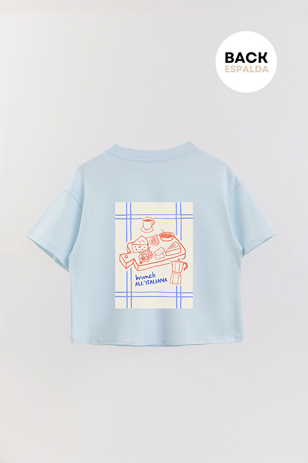 REMERA CROP FB ESTAMPADA BRUNCH ALLA ITALIANA