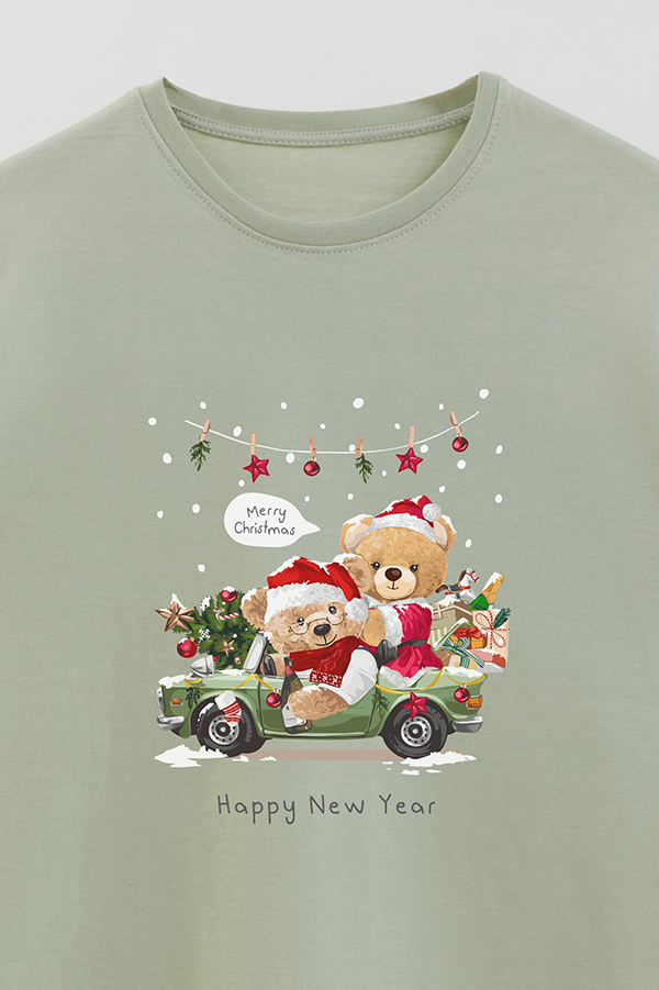 REMERA BASICA ESTAMPADA CHRISTMAS MERRY CHRISTMAS TRUCK