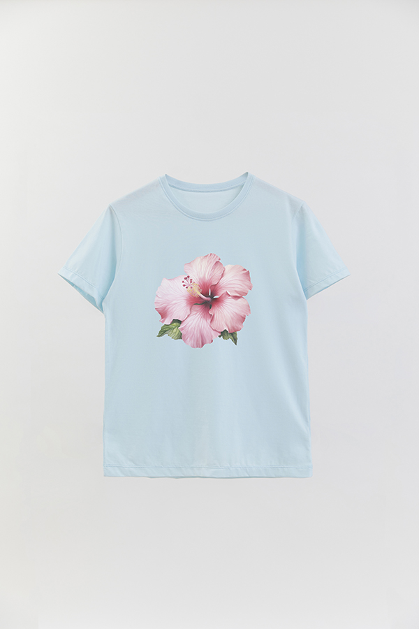 REMERA BASICA ESTAMPADA HIBISCUS 1