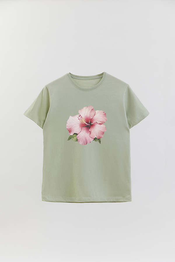 REMERA BASICA ESTAMPADA HIBISCUS 1