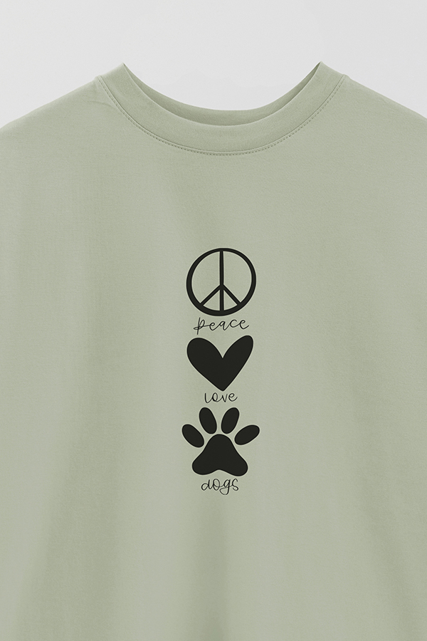REMERA OVER ESTAMPADA DOG PEACE LOVE DOGS