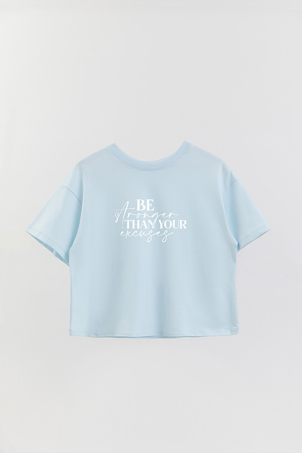 REMERA CROP ESTAMPADA ML BE STRONGER