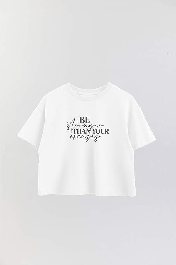 REMERA CROP ESTAMPADA ML BE STRONGER