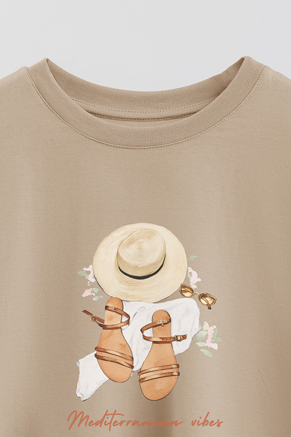 REMERA CROP ESTAMPADA COASTAL MEDITERRANEAN VIBES