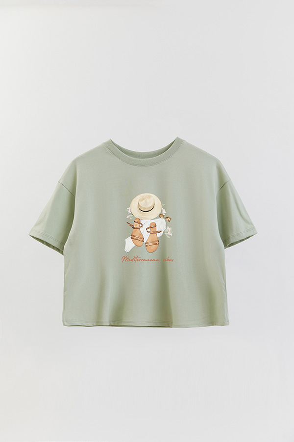 REMERA CROP ESTAMPADA COASTAL MEDITERRANEAN VIBES