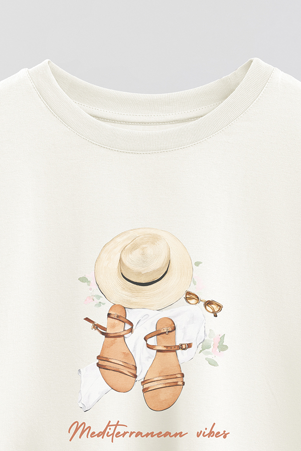 REMERA CROP ESTAMPADA COASTAL MEDITERRANEAN VIBES