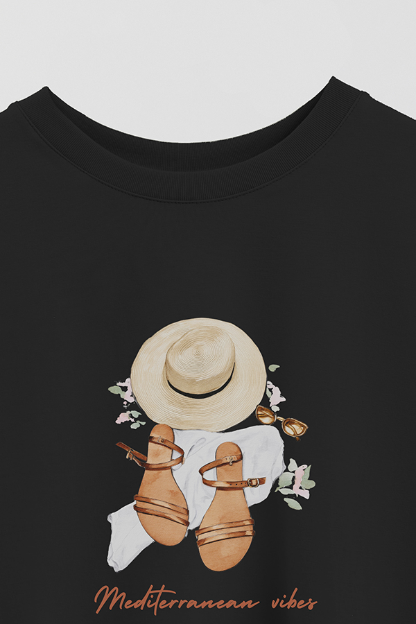 REMERA CROP ESTAMPADA COASTAL MEDITERRANEAN VIBES