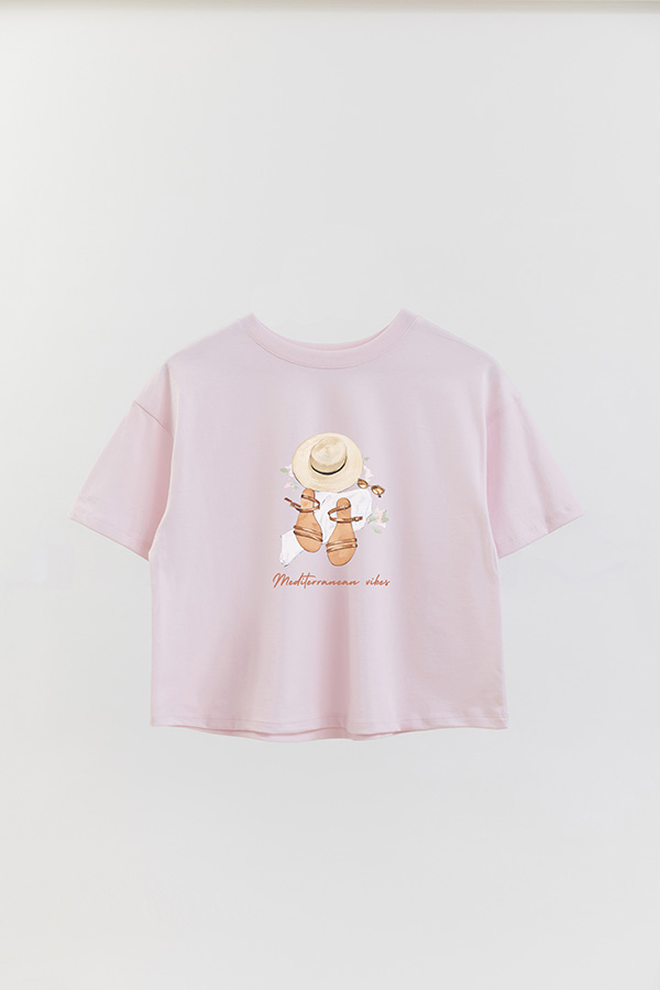 REMERA CROP ESTAMPADA COASTAL MEDITERRANEAN VIBES